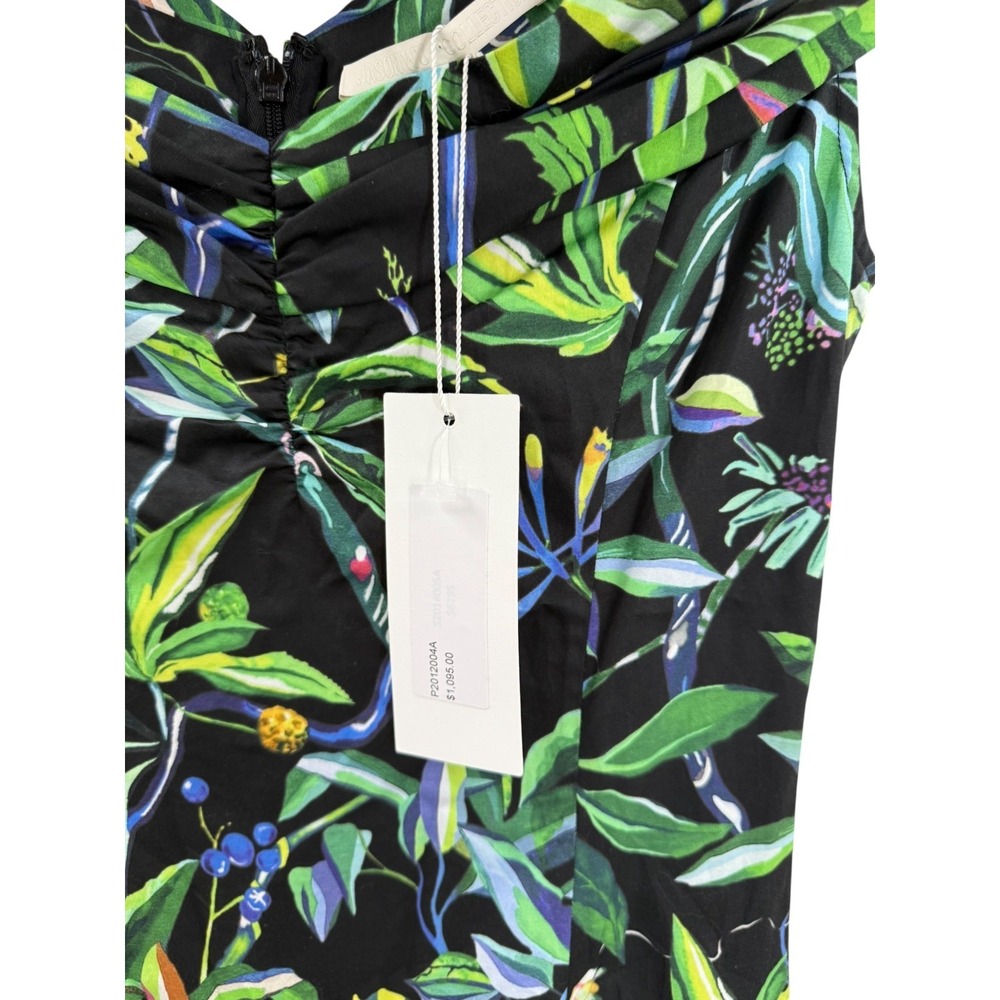 Jason Wu Pleated Women's Sz 2 Black Floral-Print Cotton-Sateen Midi Dress NWT - Picture 6 of 8